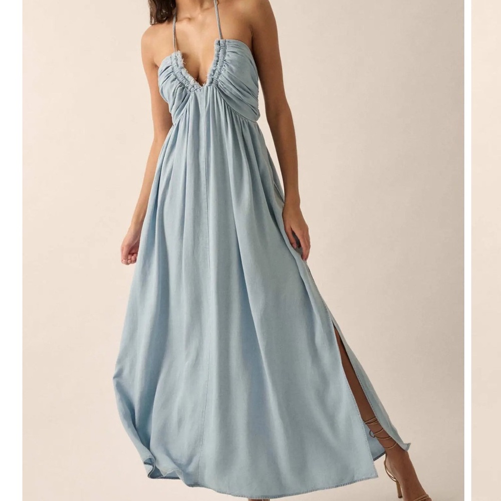 Promesa Light Blue Maxi Halter Dress